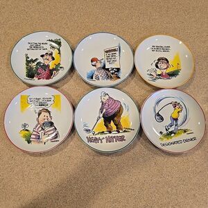 Vintage Finkstom Ceramic Golfer Plates Centrum Collector Plates Set Of 6